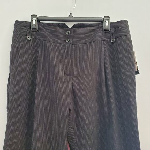 AB Studio Stretch Black Striped Wide Leg Cuffed Pants Size 12 - Picture 3 of 8